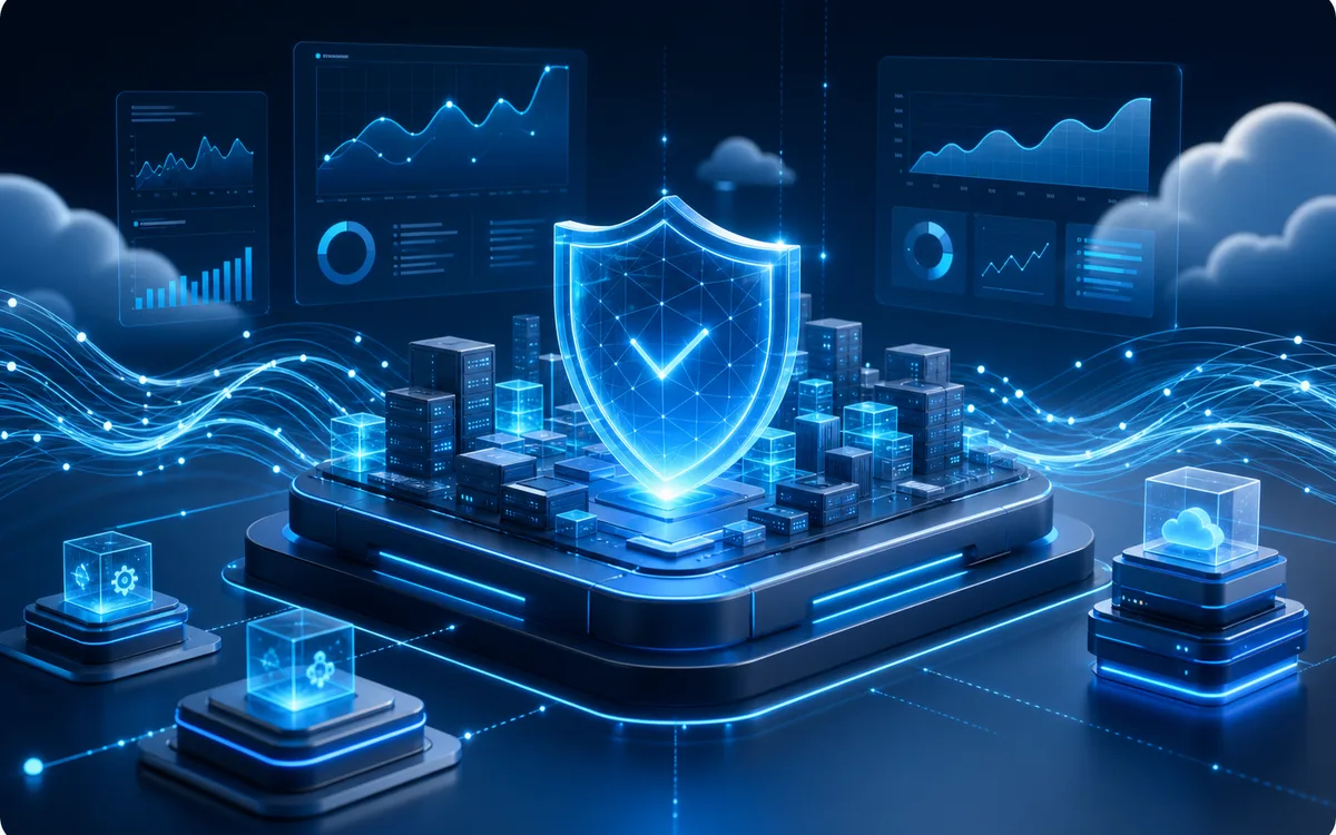 Plataforma digital protegida e acompanhada por sinais de observabilidade